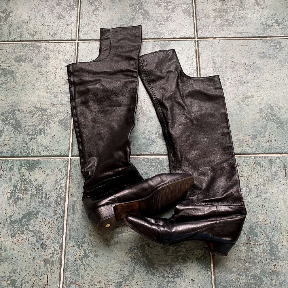 Over the Knee Black Leather Boots